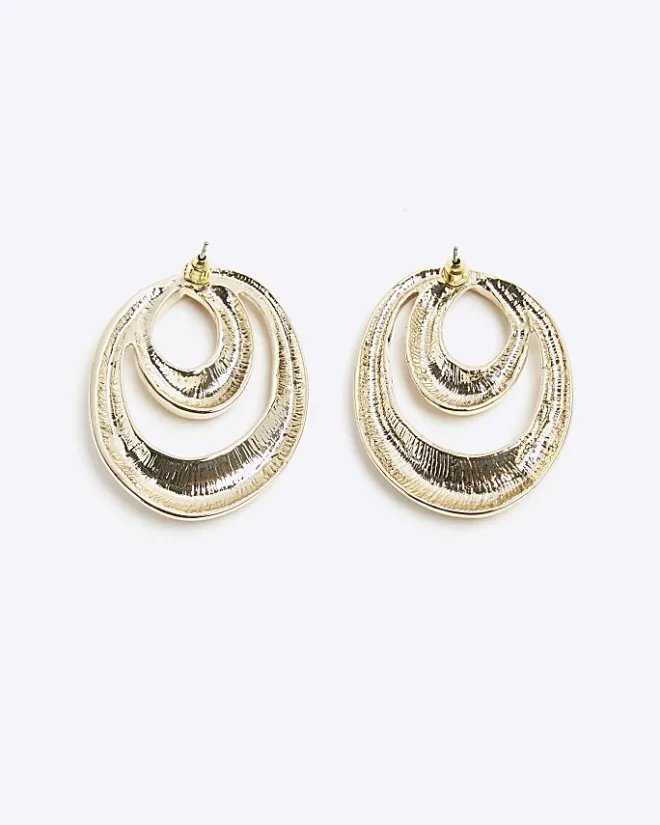 River Island Gold Large Swirl Stud Earrings Yellow Fashion