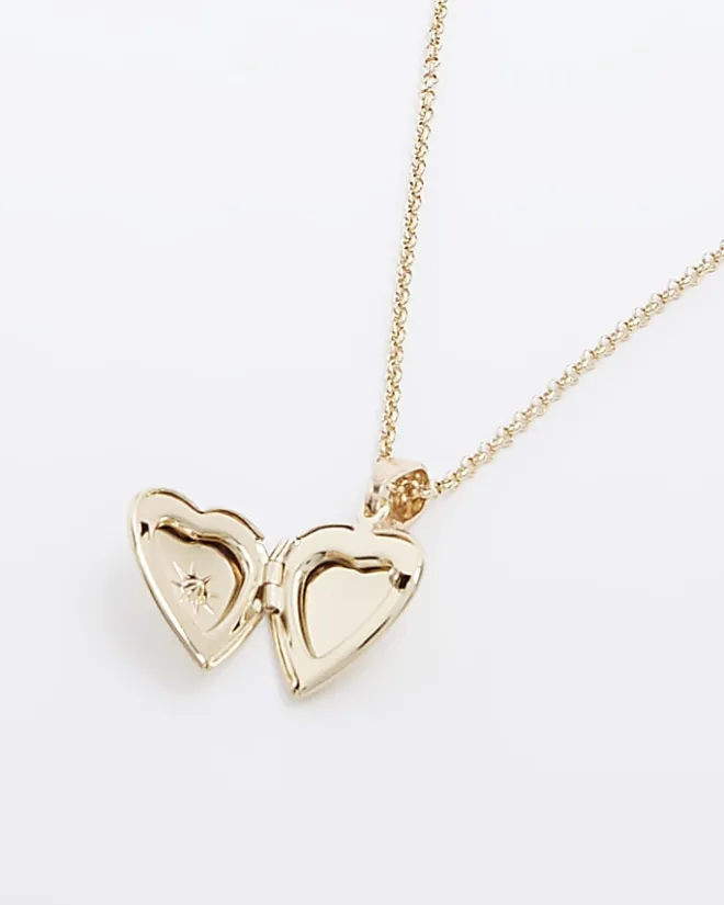 River Island Gold May Birthstone Heart Necklace Yellow Sale