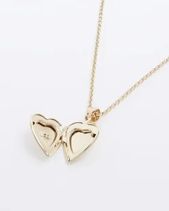 River Island Gold May Birthstone Heart Necklace Yellow Sale