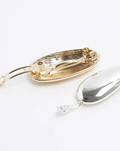River Island Gold Metal Smooth Hair Clips Multipack White Clearance