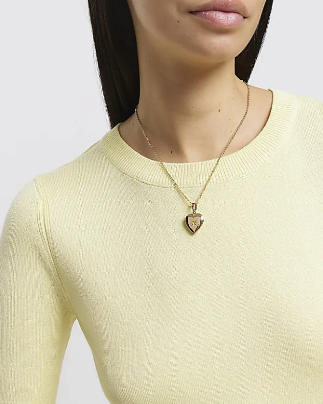 River Island Gold November Birthstone Heart Necklace Yellow Outlet