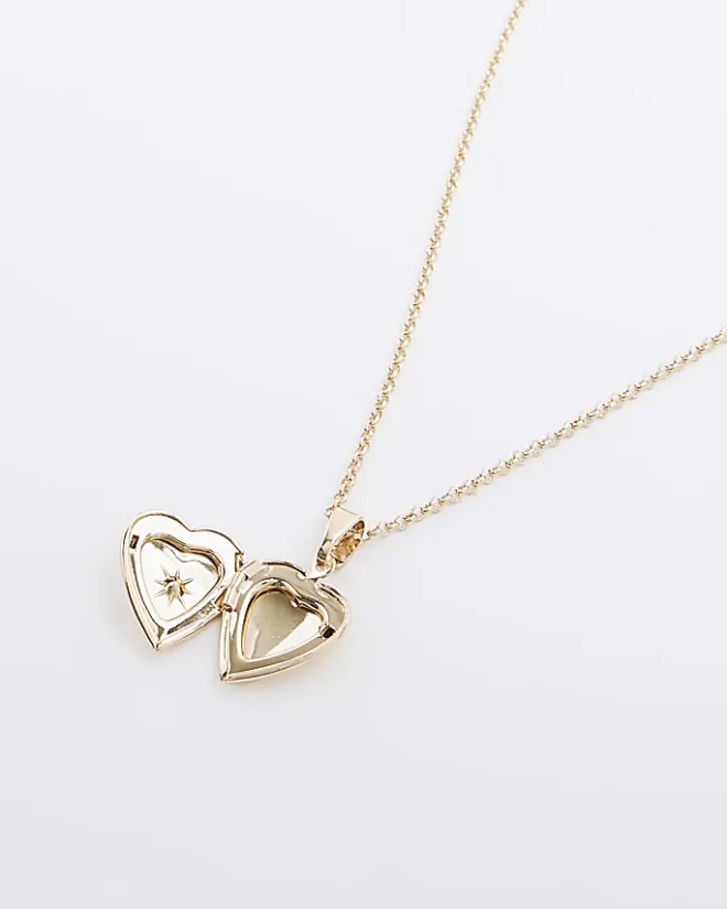 River Island Gold November Birthstone Heart Necklace Yellow Outlet