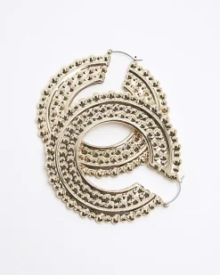 River Island Gold oversized hoop earrings Yellow Fashion