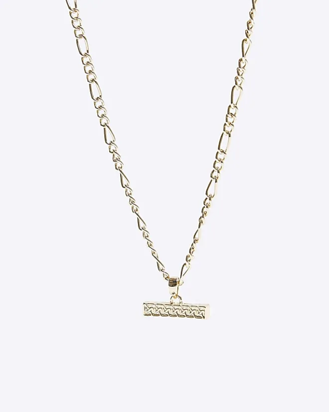 River Island Gold plated Celtic bar necklace Yellow Discount