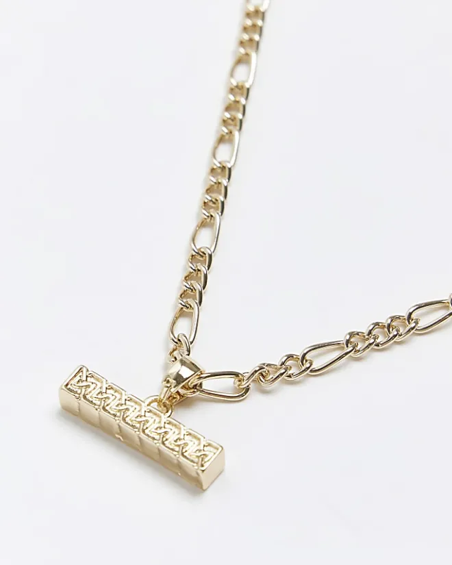 River Island Gold plated Celtic bar necklace Yellow Discount