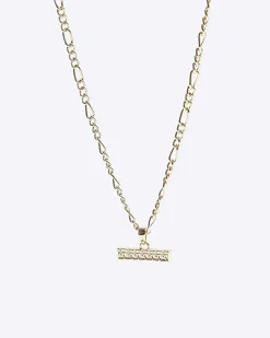 River Island Gold plated Celtic bar necklace Yellow Discount