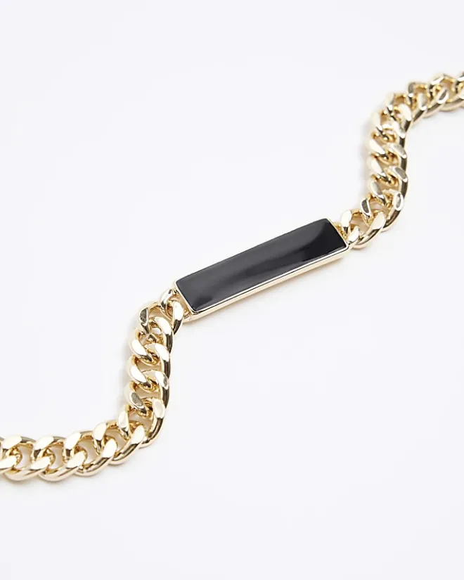 River Island Gold plated chain bar bracelet Yellow Discount
