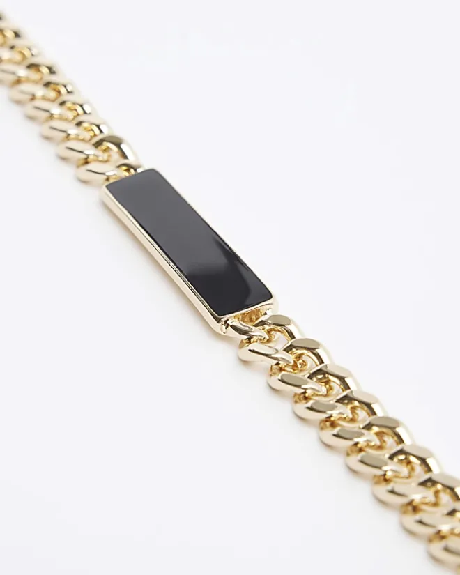 River Island Gold plated chain bar bracelet Yellow Discount