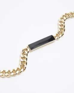 River Island Gold plated chain bar bracelet Yellow Discount