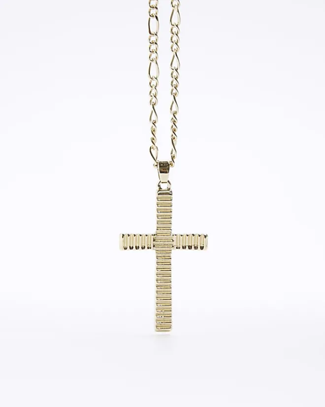 River Island Gold plated cross necklace Yellow Fashion