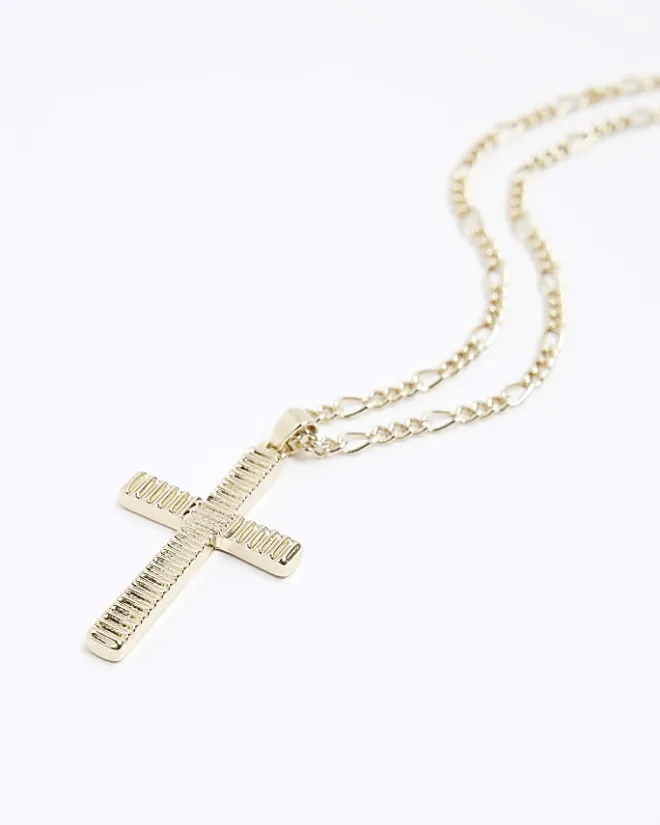 River Island Gold plated cross necklace Yellow Fashion