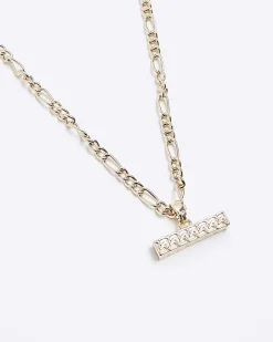 River Island Gold plated T bar necklace Yellow Fashion