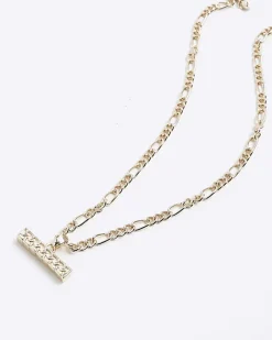 River Island Gold plated T bar necklace Yellow Fashion