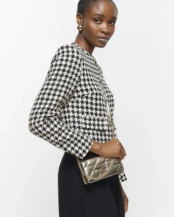 River Island Gold quilted chain cross body bag Yellow Hot
