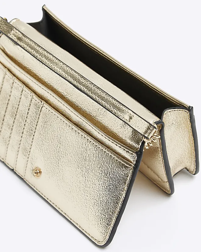 River Island Gold quilted chain cross body bag Yellow Hot