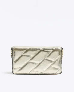 River Island Gold quilted chain cross body bag Yellow Hot
