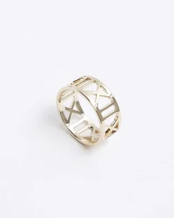 River Island Gold Roman Numeral Ring Yellow Online