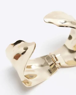 River Island Gold Sculpted Bangle Bracelet Yellow Best
