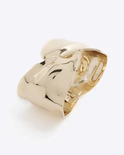 River Island Gold Sculpted Bangle Bracelet Yellow Best