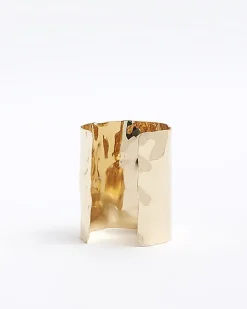River Island Gold sculpted cuff bracelet Pink Fashion