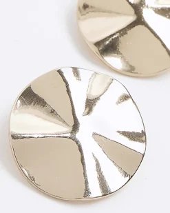 River Island Gold Sculpted Stud Earrings Yellow New