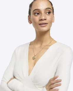 River Island Gold September Birthstone Heart Necklace Yellow Sale