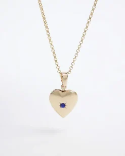 River Island Gold September Birthstone Heart Necklace Yellow Sale