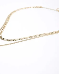 River Island Gold Snake Chain Multirow Necklace Yellow Online