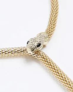 River Island Gold Snake Layering Necklace Yellow Hot