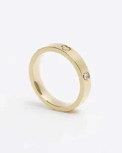 River Island Gold Stainless Steel Embellished Ring Yellow Hot