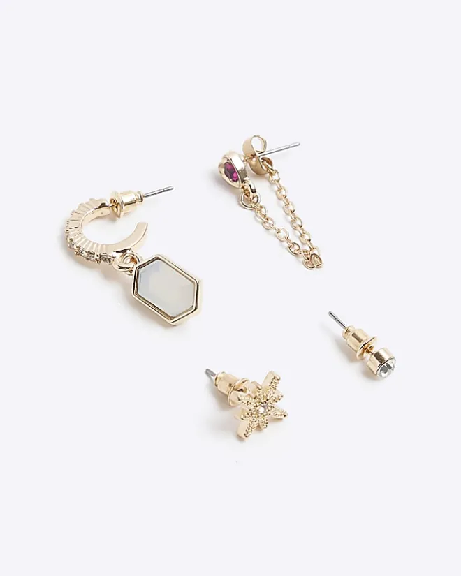 River Island Gold Star and Opal Ear Stack Multipack Yellow Fashion