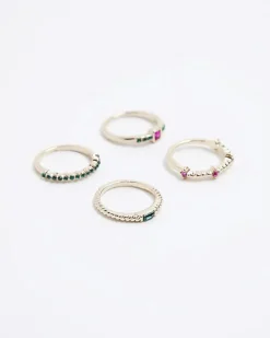 River Island Gold stone ring multipack Yellow Online
