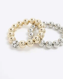 River Island Gold stretch bracelet multipack White Fashion