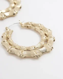 River Island Gold textured hoop earrings Yellow Fashion