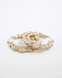 River Island Gold textured hoop earrings Yellow Fashion