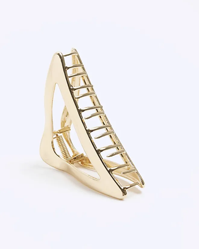 River Island Gold Triangle Hair Claw Yellow Fashion