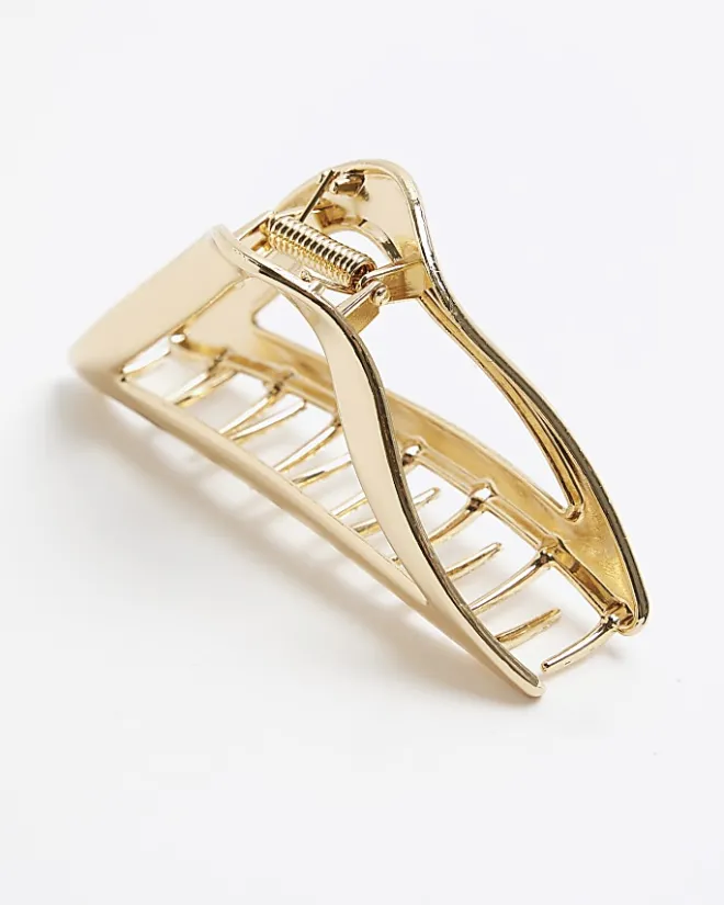 River Island Gold Triangle Hair Claw Yellow Fashion