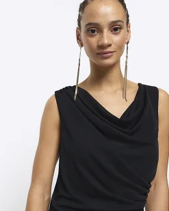 River Island Gold Twist Chain Earrings Yellow Discount