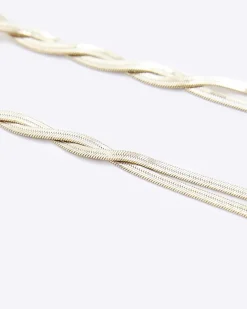 River Island Gold Twist Chain Earrings Yellow Discount