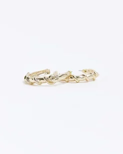 River Island Gold twist hoop earrings Yellow Sale