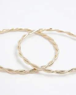 River Island Gold twist hoop earrings Yellow Hot