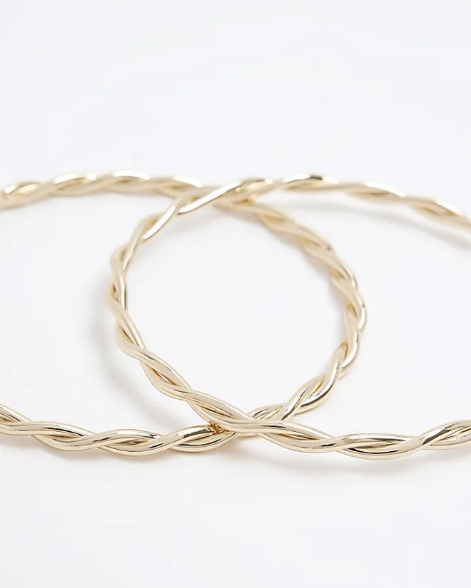 River Island Gold twist hoop earrings Yellow Hot