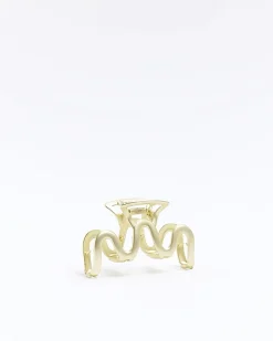 River Island Gold Wiggle Hair Claw Yellow Clearance