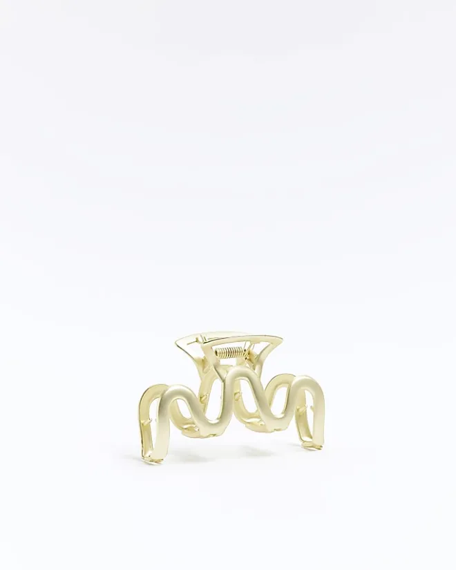 River Island Gold Wiggle Hair Claw Yellow Clearance