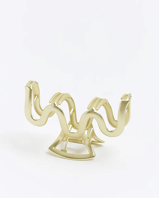 River Island Gold Wiggle Hair Claw Yellow Clearance