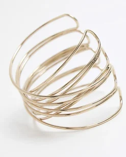 River Island Gold Wire Cuff Bracelet Yellow New