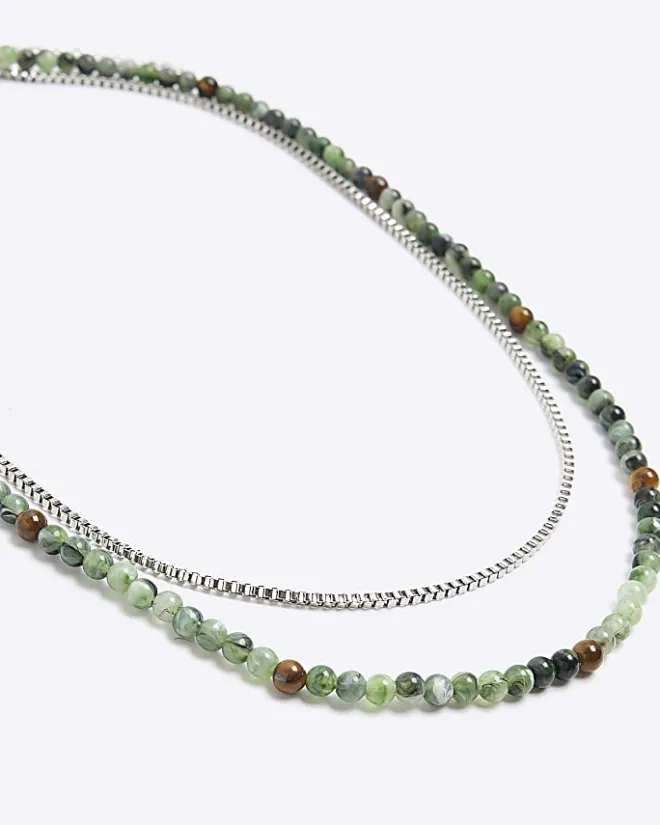 River Island beaded multirow necklace Green Clearance
