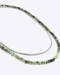 River Island beaded multirow necklace Green Clearance