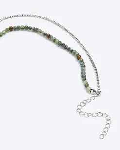 River Island beaded multirow necklace Green Clearance