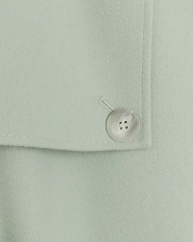 River Island belted longline trench coat Green Clearance